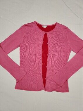 Tocca 100% Silk Pink Cardigan Sweater Button Front Long Sleeve Size M